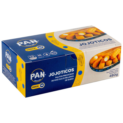 PAN Palitos precocidos y congelados de maíz dulce rellenos de queso Snack 480 g.