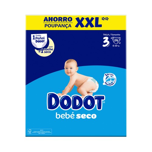 DODOT Bebé-seco Pañales talla 3 (6-10 kg) 176 uds.