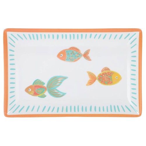 Fuente rectangular 30x20cm sestri melamina peces . SANTA CLARA