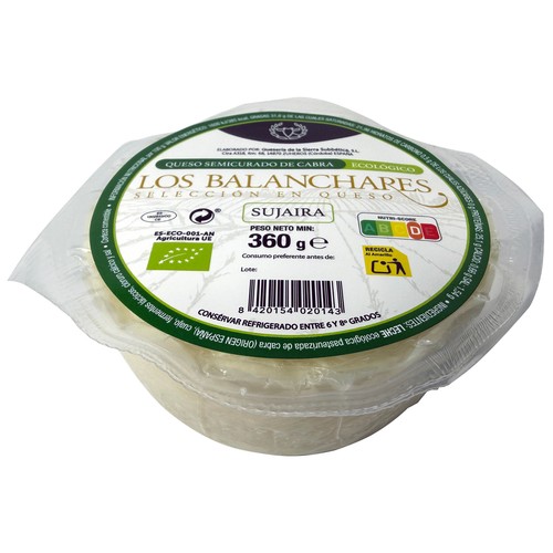 LOS BALANCHARES Sujaira Queso semicurado de cabra, ecológico 360 g.