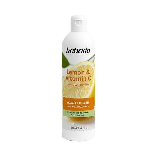 BABARIA Champú aclarante e iluminador con limón y vitamina C, para todo tipo de cabellos 380 ml.