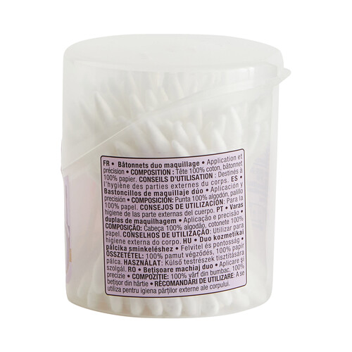 PRODUCTO ALCAMPO Bastoncillos de algodón con palo de papel, para aplicar maquillaje de forma precisa PRODUCTO ALCAMPO 100 uds.