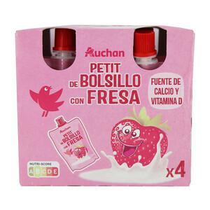 Imagen de AUCHAN Petit suisse para llevar con fresa 4 x 90 g. Producto Alcampo