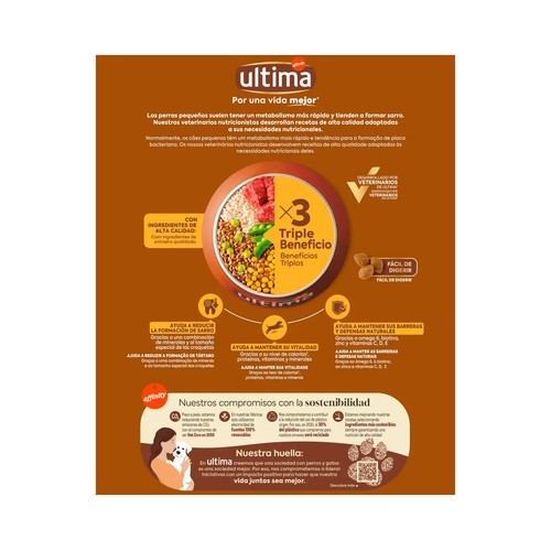 ULTIMA Alimento seco de perro mini adulto sabor buey 1.25kg
