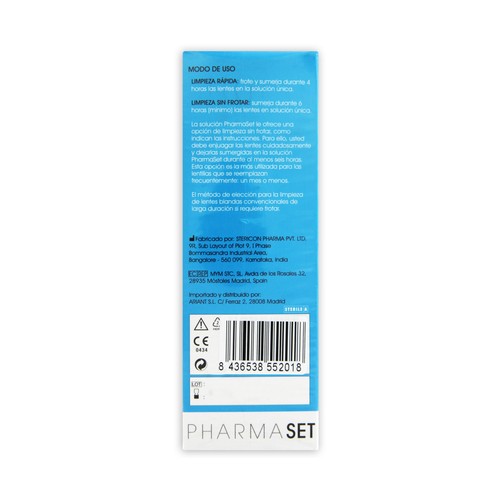 PHARMASET Solución para limpiar, desinfectar y lubricar lentes de contacto blandas PHARMASET 2 uds de 360 ml.