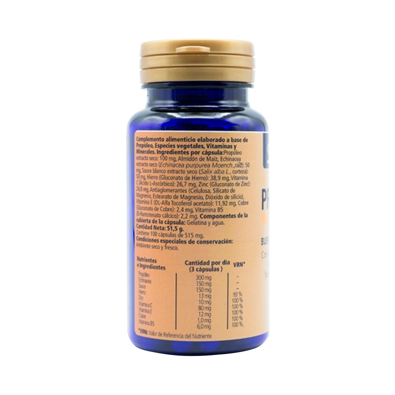 Propóleo, echinacea, vitamina C, zinc y cobre 100 Cápsulas.