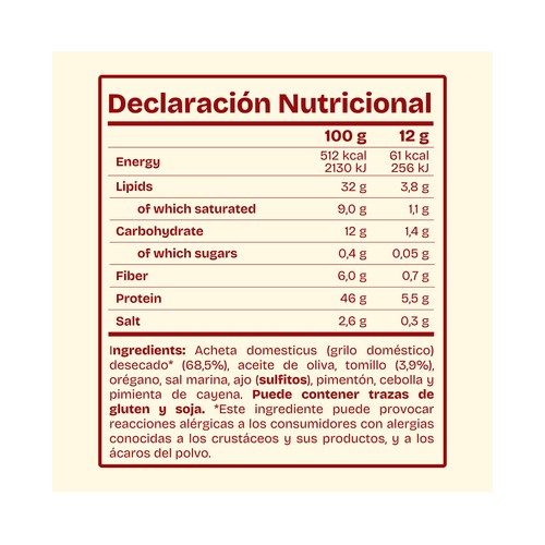 CORIAL Grillos secos con tomillo y pimienta 15 g.