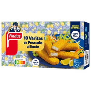 Imagen de FINDUS Varitas de pescado (MSC) rebozado al limón (con zumo de limón) 10 uds.