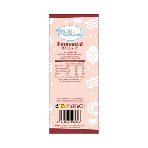 MILKIMI Queso rallado Emmental MILKIMI 150 g.