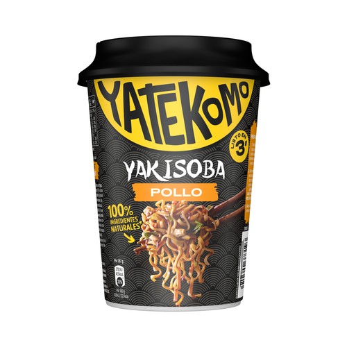 YATEKOMO Fideos Orientales instantáneos (noodles) de pollo Yakisoba vaso de - 93g.