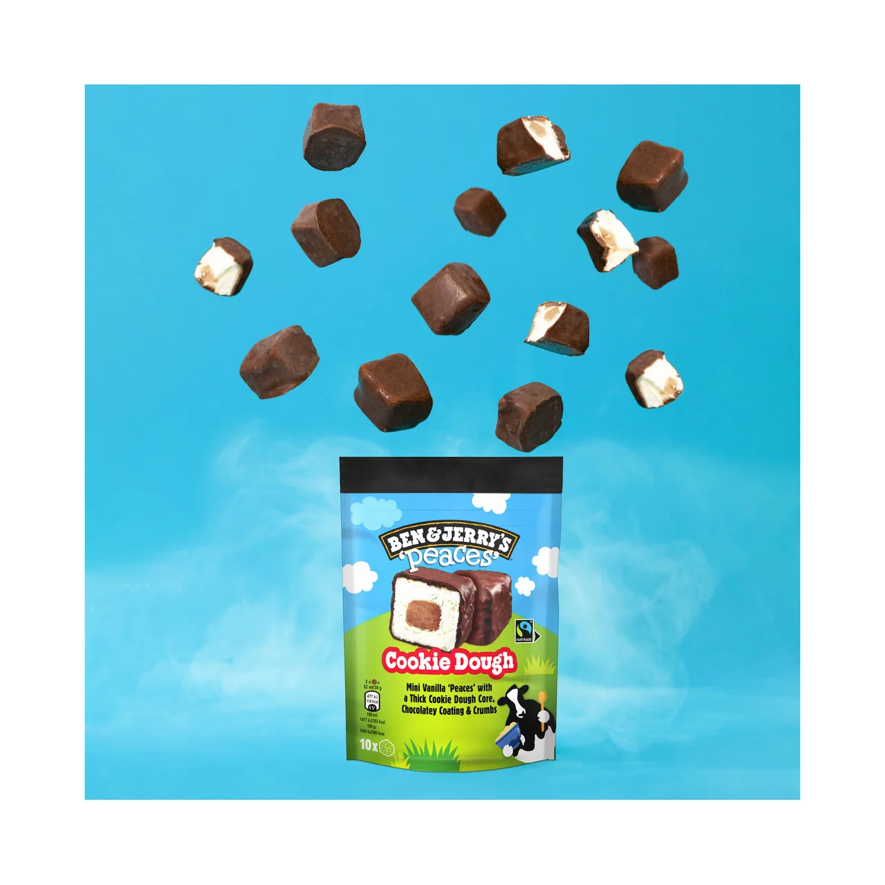 BEN & JERRY"S Mini helados de vainilla con trozos de masa de galleta y chocolate 10 uds.