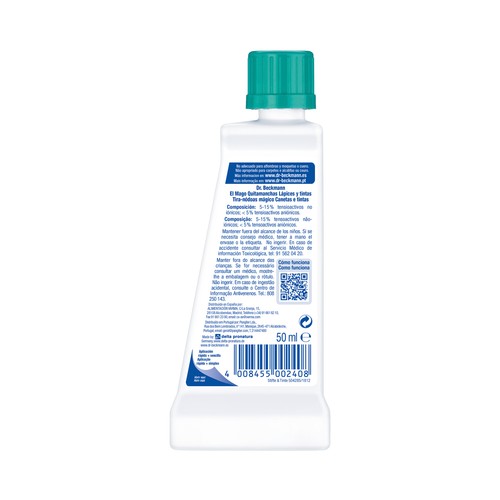 DR. BECKMANN Quitamanchas especial para manchas de lápiz, acuarela y rotulador fluorescente 50 ml.