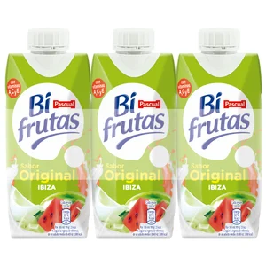 BIFRUTAS Leche con zumo de frutas mediterráneas y 0% materia grasa 3 x 330 ml.