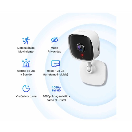 Cámara Wi-Fi vigilancia inteligente de interior TP-LINK Tapo TC60, detección movimiento, video 1080p, vision nocturna.