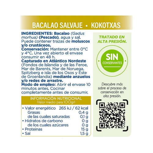 ALKORTA Bacalao desalado kokotxa ALKORTA 200 g.