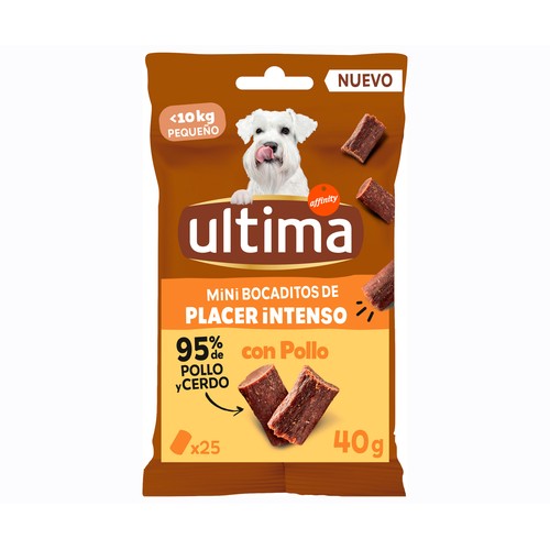 ULTIMA Snack perro mini bocaditos intensos de pollo 40 gr.