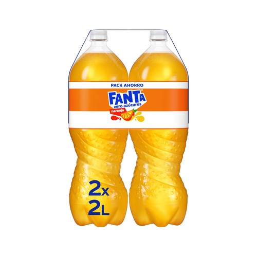 FANTA ZERO Refresco de naranja sin azúcares añadidos pack 2 botellas x 2 l.