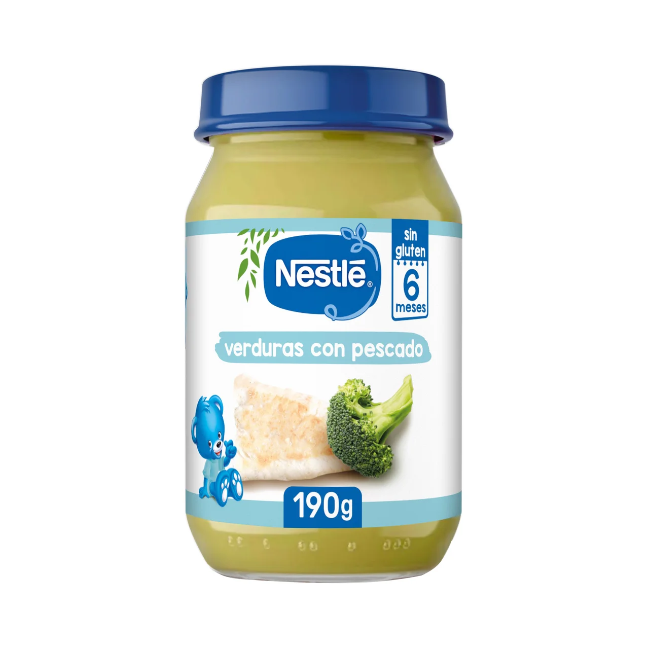 Tarrito (textura fina) de verduras con pescado, a partir de 6 meses 190 g.
