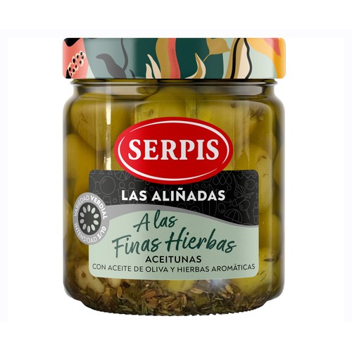 SERPIS Aceitunas aliñadas a las finas hierbas 340 g.