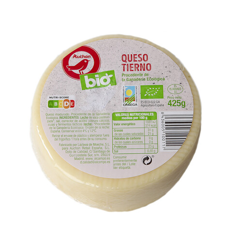 PRODUCTO ALCAMPO Queso madurado de vaca ecológico PRODUCTO ALCAMPO 425 g.