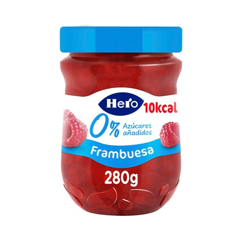 HERO Mermelada de frambuesa sin azúcares añadidos bote 280 g.