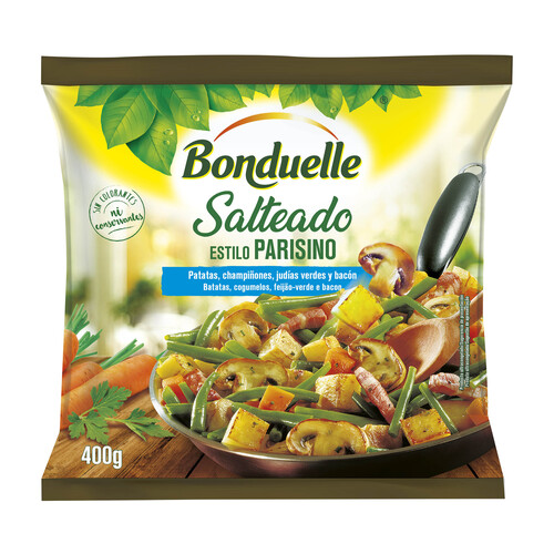 BONDUELLE Salteado estilo Parisino (Patatas, champiñones, judías verdes y bacón) 400 g.