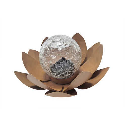 Flor solar de metal y vidrio de 25 cm, GARDENSTAR.