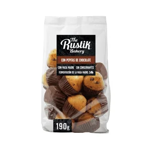 THE RUSTIK BAKERY Magdalenas mini con pepitas de chocolate 18 uds. 190 g.