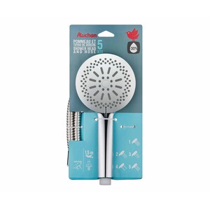 Imagen de Alcachofa 5 funciones y flexo de ducha 1,5 metros, PRODUCTO ALCAMPO.