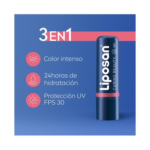 LIPOSAN Carin beauty 3 en 1 Bálsamo protector de labos y mejillas color intenso (nude pink) y FPS 30.