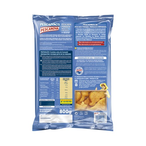PESCANOVA Pescadinos Merluza empanada con formas de dinosaurios 800 g.