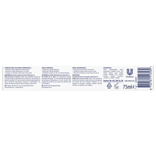 SIGNAL Integral 8 Pasta de dientes para un cuidado bucal integral y una limpieza intensa 75 ml.