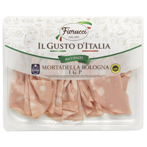 Imagen de FIORUCCI Mortadela italiana con IGP Morteadella de Bologna, cortada en finas lonchas FIORUCCI 100 g.
