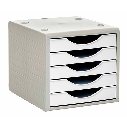 Módulo archivador de 5 cajones, formato A4, 340x270x260 mm, color blanco, ARCHIVO 2000.
