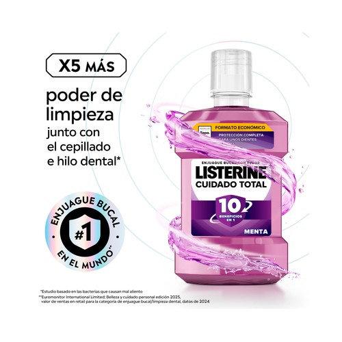 LISTERINE Cuidado total Enjuague bucal de uso diario con sabor a menta 1 l.