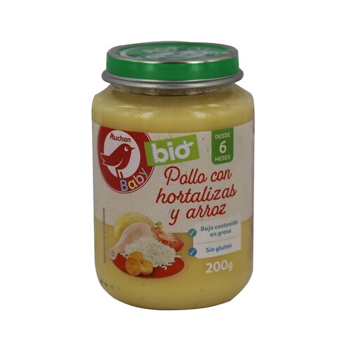 ALCAMPO BABY ECOLÓGICO Tarrito de pollo con hortalizas y arroz, a partir de 6 meses ALCAMPO BABY ECOLÓGICO 200 g.