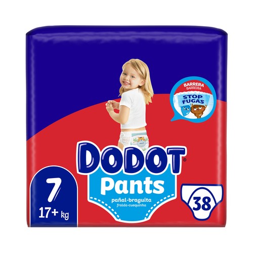 DODOT Pants (braguitas) de aprendizaje talla 7 (+17 kg) 38 uds.