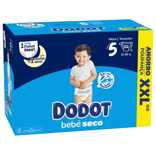 DODOT Bebé-seco Pañales talla 5 (11-16 k) 152 uds.