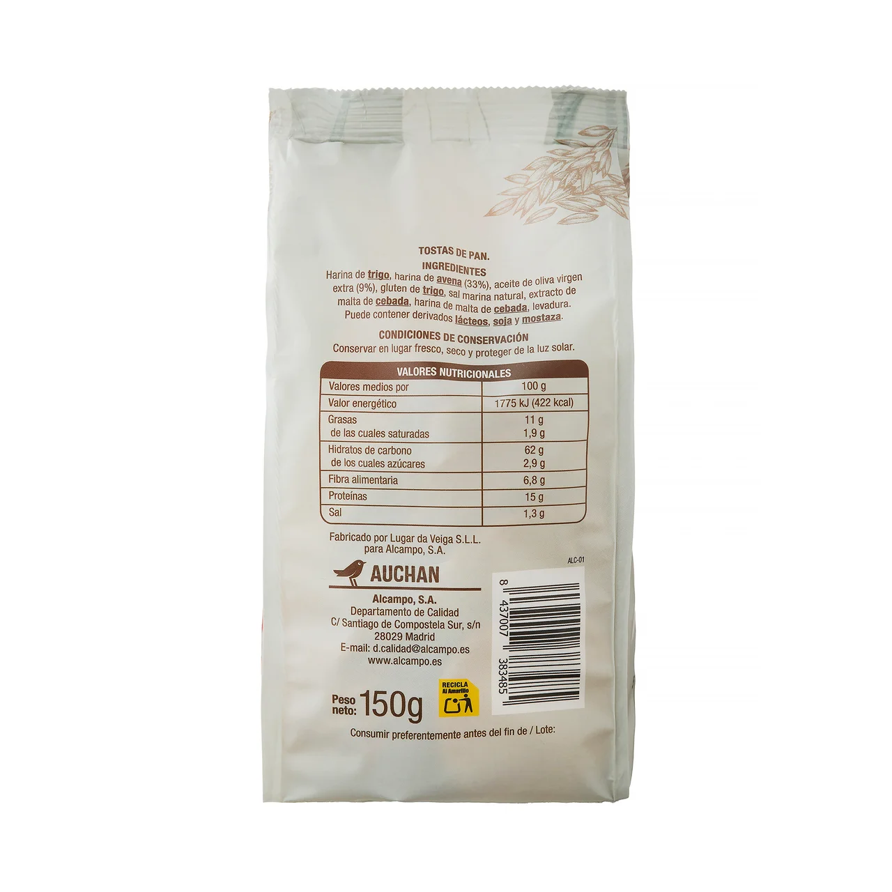 ALCAMPO CULTIVAMOS LO BUENO Tostas de pan con avena especial canapé 150 g