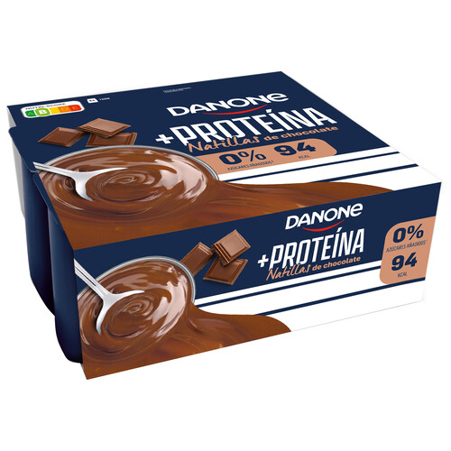DANONE + Proteína Natillas de chocolate con alto contenido en proteínas 4 x 120 g.