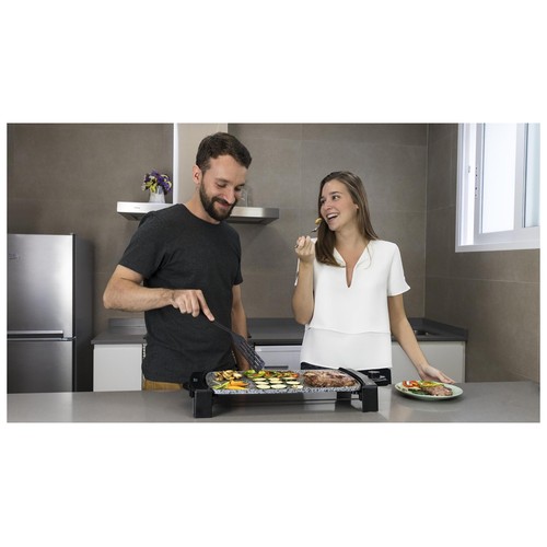 Plancha de asar CECOTEC Rock and Water 2500, 2150W, piedra Rockstone 45x25cm.