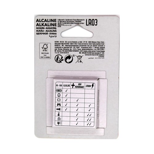 Pack de 8 pilas alcalinas AAA, LR03, 1,5V, PRODUCTO ALCAMPO High Performance.