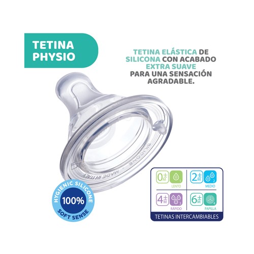 CHICCO Biberón de 240 ml con tetina de silicona, flujo medio y sistema anticólicos, a partir de 2 meses CHICCO Perfect 5.