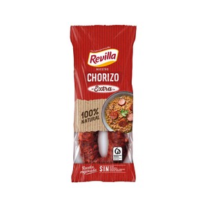 Revilla Sarta de Chorizo Dulce Extra, Elaborado sin Gluten, sin Colorantes ni Colorantes Revilla 250 G.