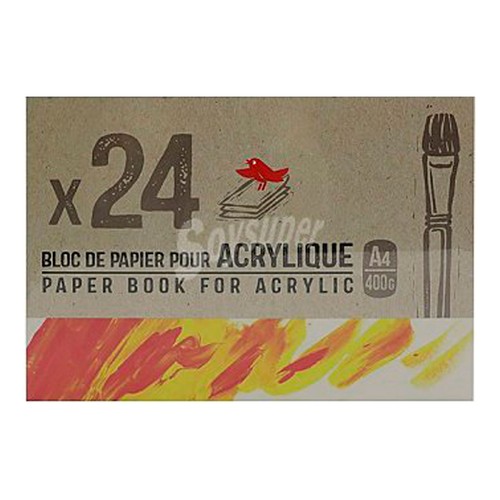 Cuaderno A5 24 hojas, para pintar con acrilico, 400 g. AUCHAN.