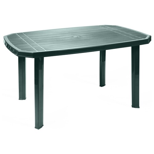 Mesa de jardín fabricada en polipropileno color verde, 1,37x0,8x0,7 m
