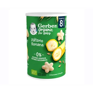 GERBER Organic grain & grow Snacks de trigo ecológico con plátano, a partir de 8 meses 35 g.