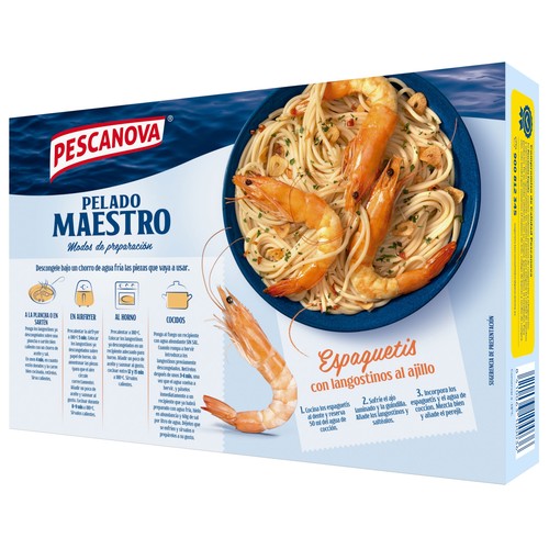 PESCANOVA Pelado maestro Langostinos 14 / 20 crudos pelados (con cabeza y cola) 700 g. 