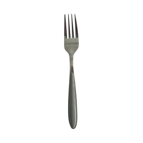 Tenedor de acero inoxidable con mango de plástico color gris, ACTUEL.