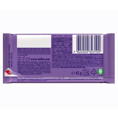 MILKA Chocolate con leche 45 g.
